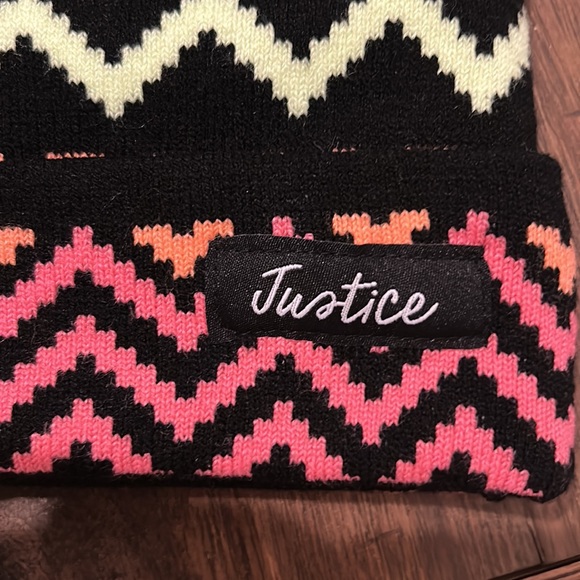 Neon Chevron Faux Fur Pom Top Beanie by Justice - Picture 3 of 8